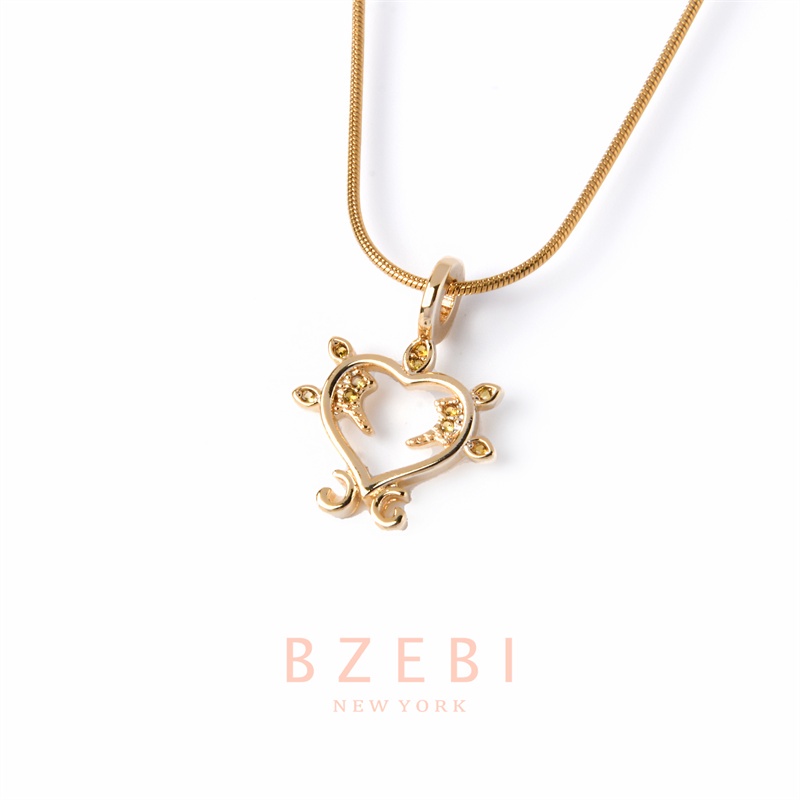 Bzebi Kalung Emas 18k, Kalung Baja Titanium, Kalung Liontin Berlian, Anti Karat, Aksesoris Fashion Wanita, Perhiasan Gaya Korea, Hadiah Ulang Tahun Dengan Kotak Eksklusif 869n