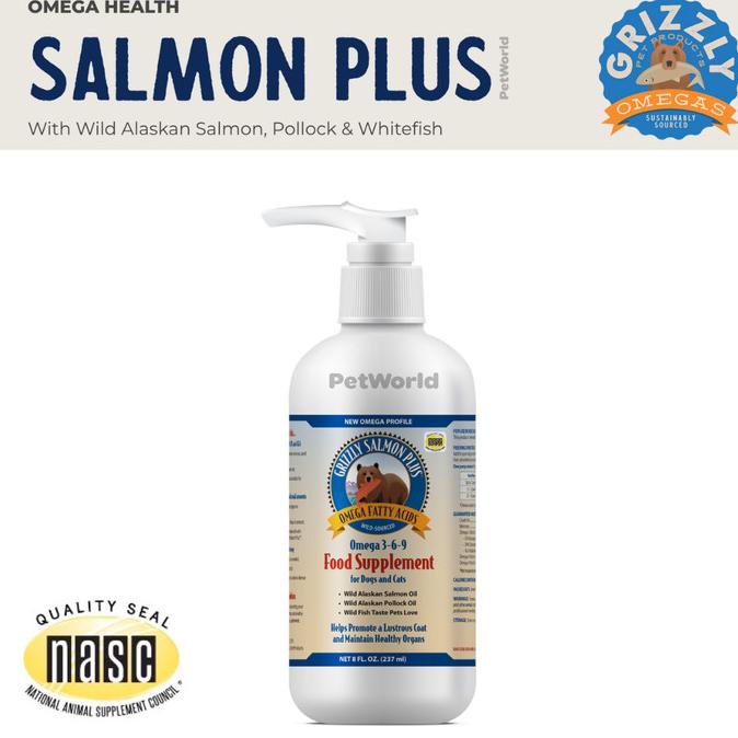 Grizzly Salmon Oil 8oz - Dog Fish Oil Vitamin Minyak Ikan Anjing Hewan