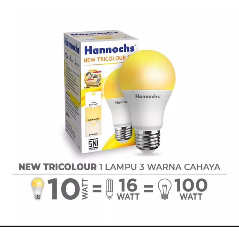 Hannochs LED New Tricolour 10W 1 Lampu 3 Warna cahaya