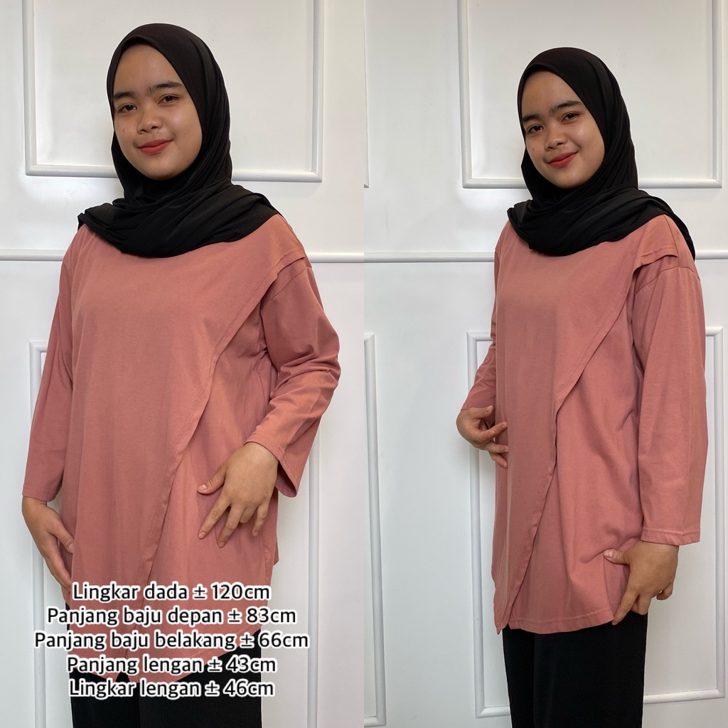 Atasan Wanita Poncho Aletta Kaos Oversized LD 120 Hijab Friendly