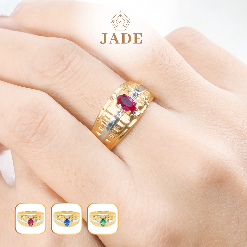 JADE - Cincin Emas Asli Pria Eropa Model 2 kadar 375 - Jewelry 38 - 8K - Yellow Gold