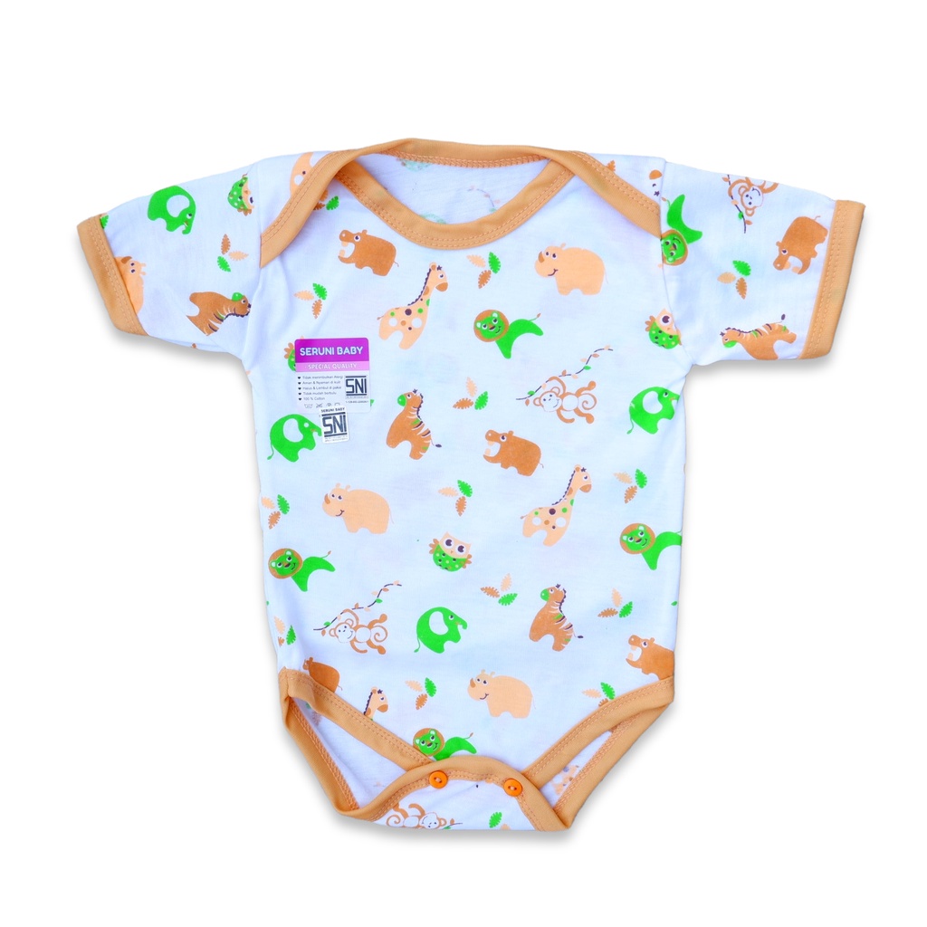 ISI 3pcs JUMPER PENDEK BAYI USIA 0-3 BULAN MOTIF ZOO FRIEND BAHAN KATUN
