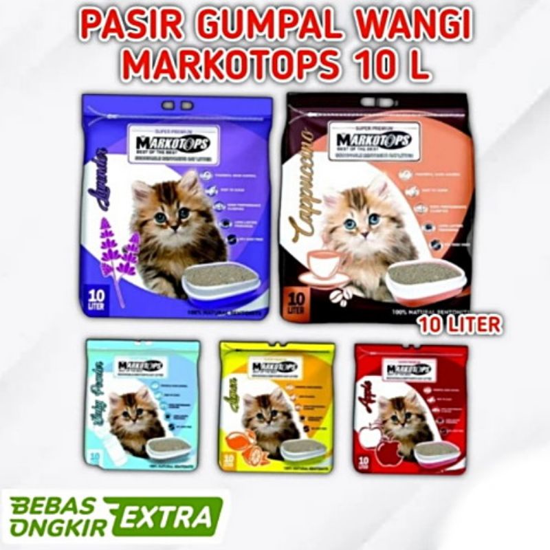 Pasir Kucing Gumpal Wangi Markotop 10 Liter - Termurah + Gojek only