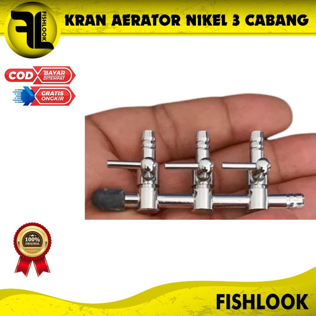 Keran Kran 3 Cabang Lubang Nikel Stainless Pembagi Udara Aerator Aquarium Aquascape