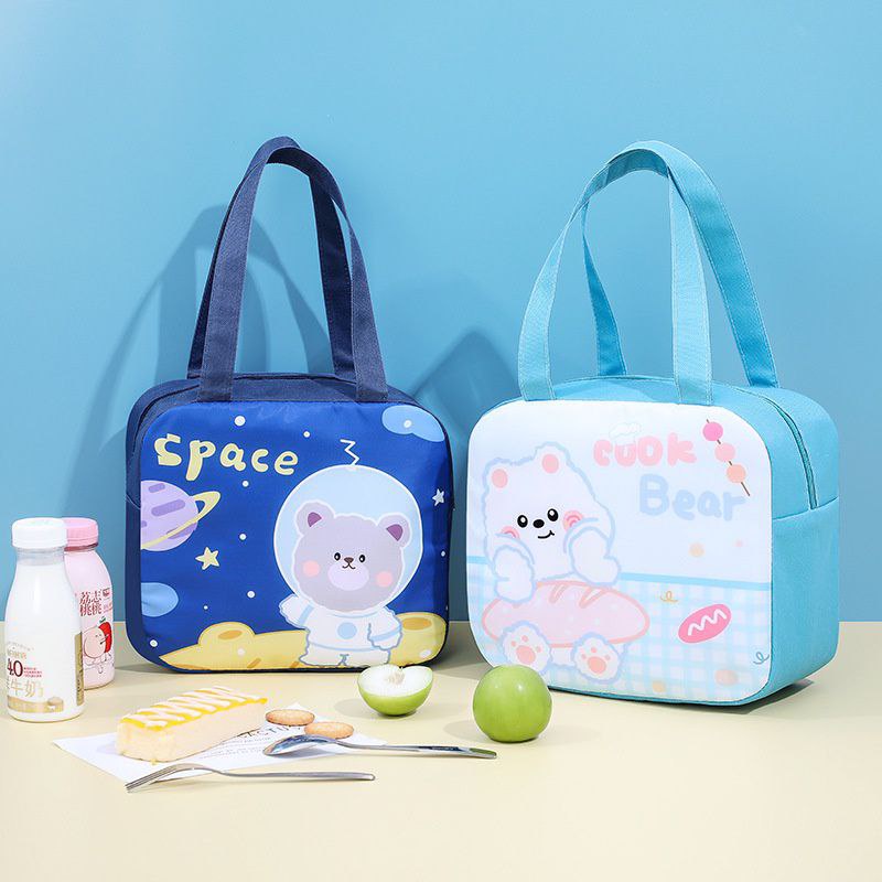 HEN23 Motif Boneka Tas Bekal Makan Motif Lucu Dengan Lapisan Insulasi Alumunium Foil Lunch Bag