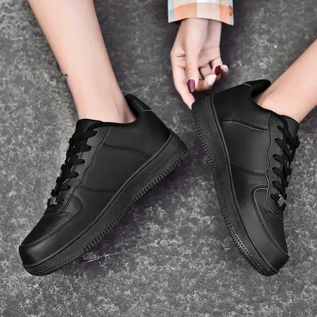 Furenic Low Sepatu Sneakers Casual Pria Wanita Hitam Sekolah Santai Kerja