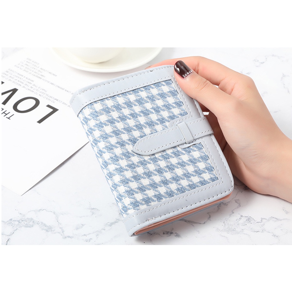 Fenty Wallet - Dompet Pendek Wanita Houndstooth Ritsleting Atau Tutup Mode Retro Fashion Korea Women's Wallet