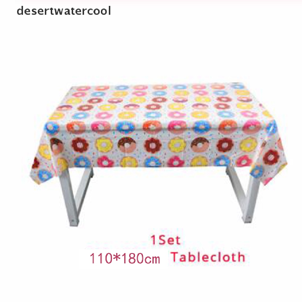 Deid Taplak Meja Perjamuan Plastik Donut Time110 x180cm Dekorasi Pesta Ulang Tahun Ke 1 Martijn