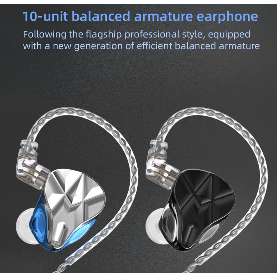 KZ ASF with Mic 10BA HiFi In Ear Earphone Headset Bass Alt ASX ZAX