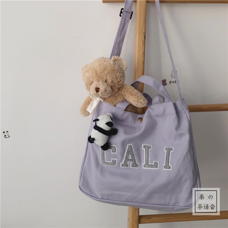 ✁Sera Korean chic simple all-match soft girl Messenger bag college wind pure color college student class canvas bag female