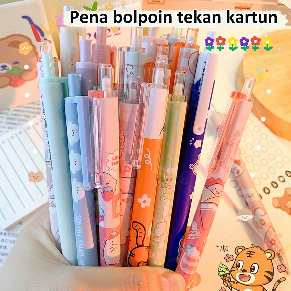 Sweetybayi 6pcs Pulpen pen gel mekanik 0.5mm Pen ballpoint mekanik motif kartun