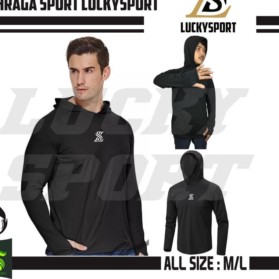 Best - Baselayer Manset Pria Wanita Manset Hoodie Olahraga Baselayer Hoodie Kupluk Ketat Murah Manta