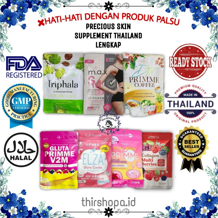 (READY & ORIGINAL)PRECIOUS SKIN SUPPLEMENT THAILAND LENGKAP SUPLEMEN KAPSUL TRIPHALA MAX SLIM PLUS C