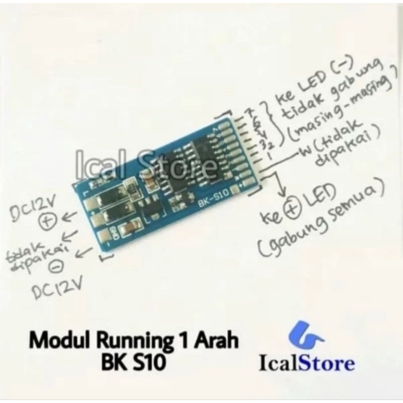 Modul running 1 arah 7 channel type BK S-10 / modul sein running 12v-24v