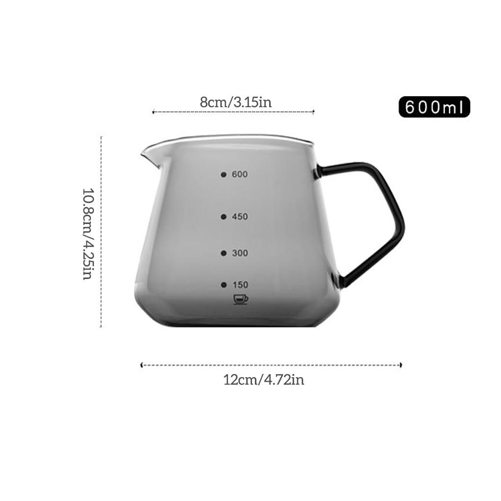 Server Kopi Kaca 600ml Es Teh Air Minuman Pour Over Dripper Dengan Skala Peralatan Minum Rumah Tangga Kantor Bar Pot Dapur