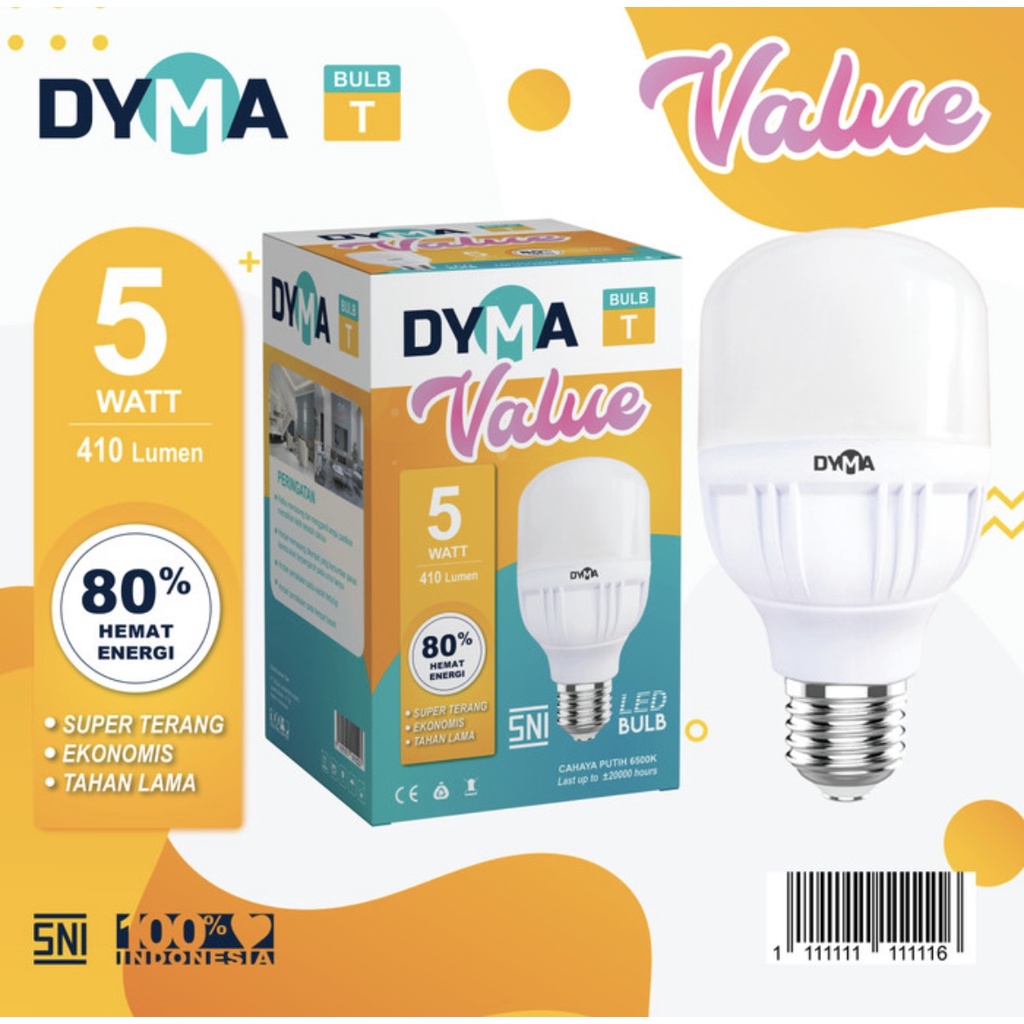 LAMPU BOHLAM DYMA VALUE BULB LED MURAH 5W 10W 15W 20W 30W 40W