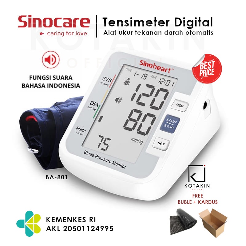 Sinocare BA-801 Tensimeter Digital - Alat Cek Tekanan Darah Sinoheart