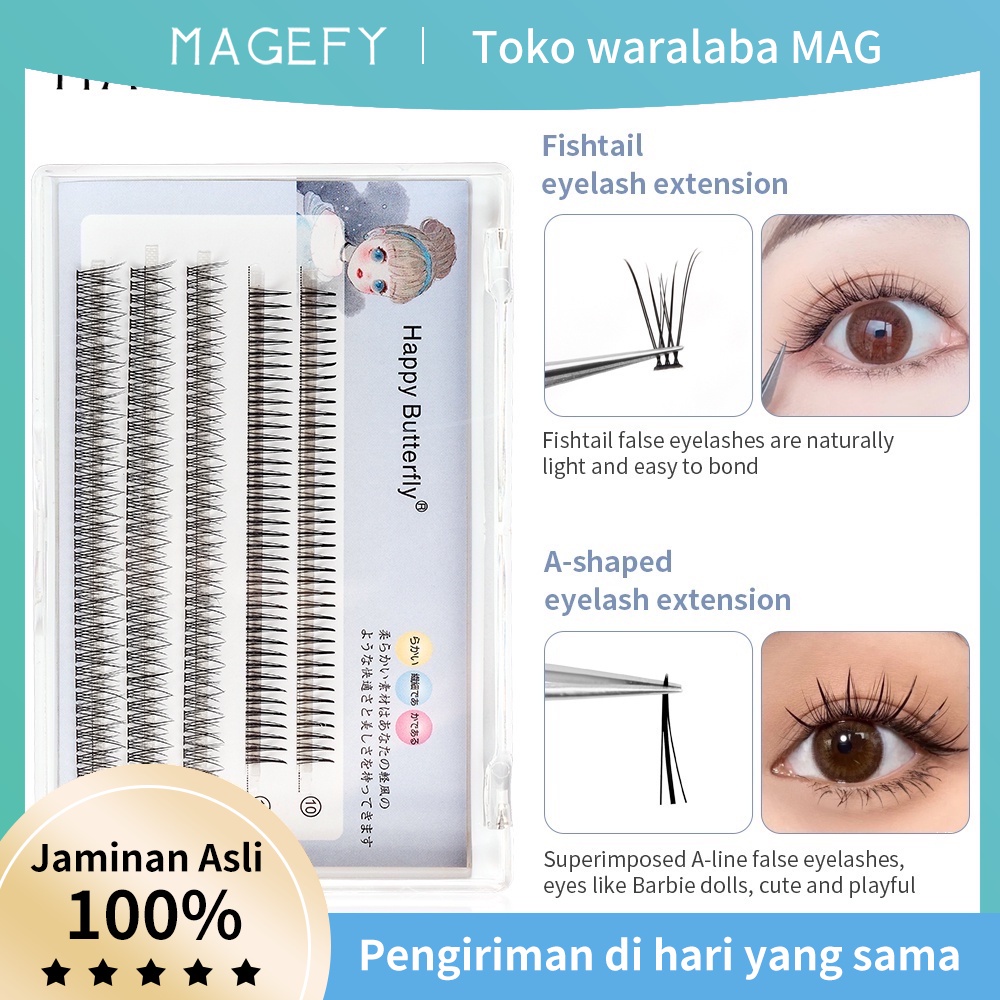 Alat Rias Premium MAGEFY Bulu Mata Palsu Tanam Eyelash Extension Jenis Sandwich Makeup Tools Super Alami Untuk Lembut Bu