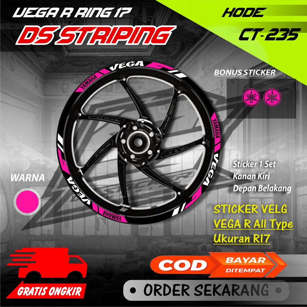 Ct-235 Cutting Stiker pelek Vega Ring 17 sticker Velg motor R17