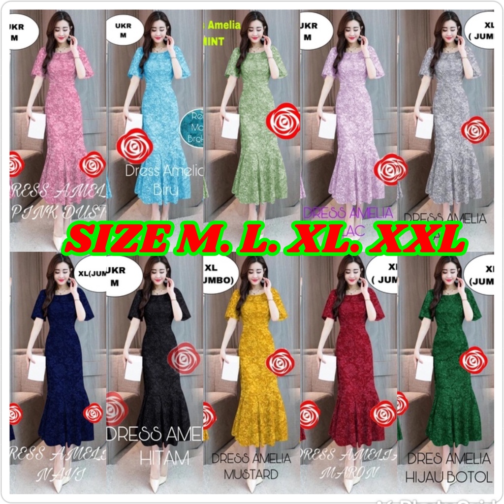DRES AMELIA JUMBO/DRESS AMELIA/ungu lilac/DRESS MERMAID BRUKAT DUYUNG DRESS BRUKAT PESTA DRESS PARTY