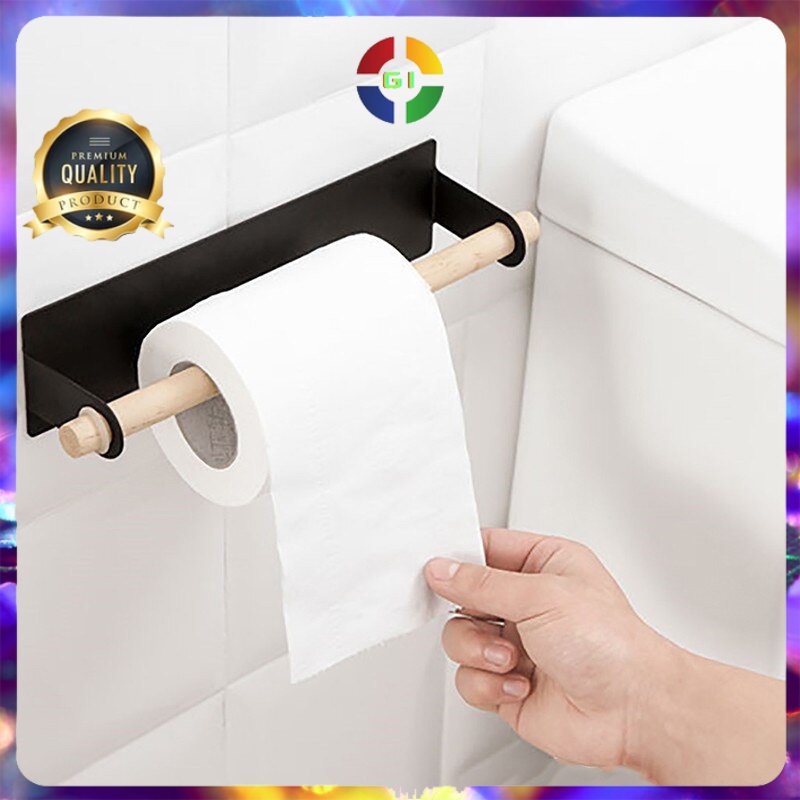 Gantungan Tempat Tisu Toilet Handuk Serbaguna Model Roll Black COD