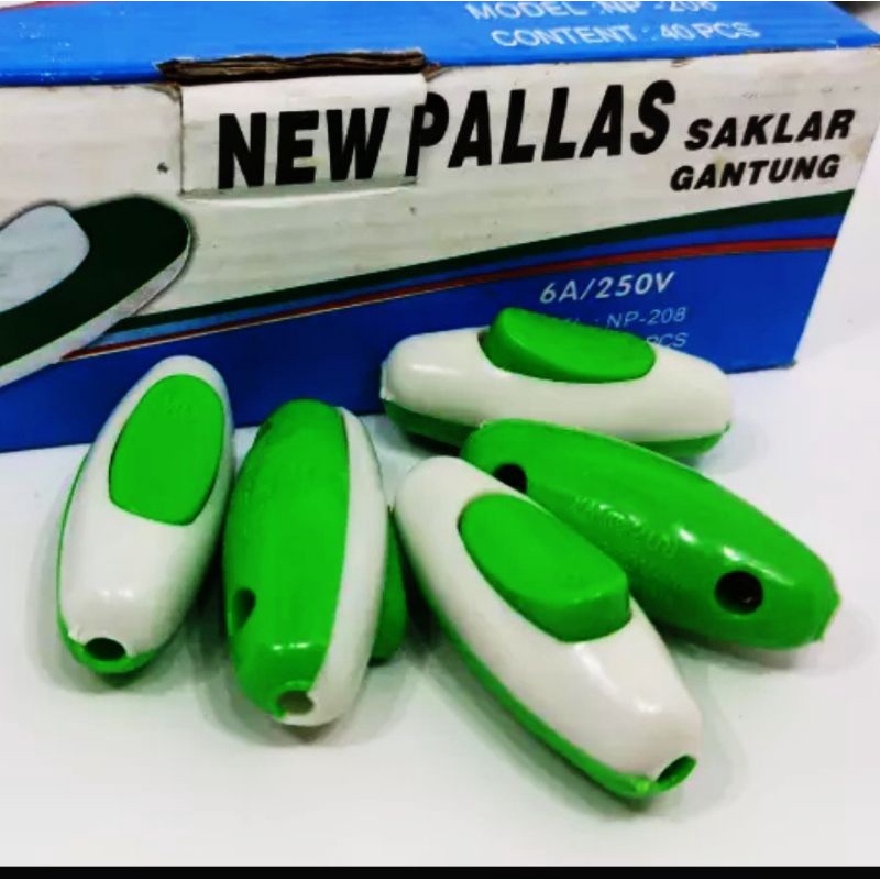 SAKLAR GANTUNG NEW PALLAS HIJAU PUTIH 2A/250V