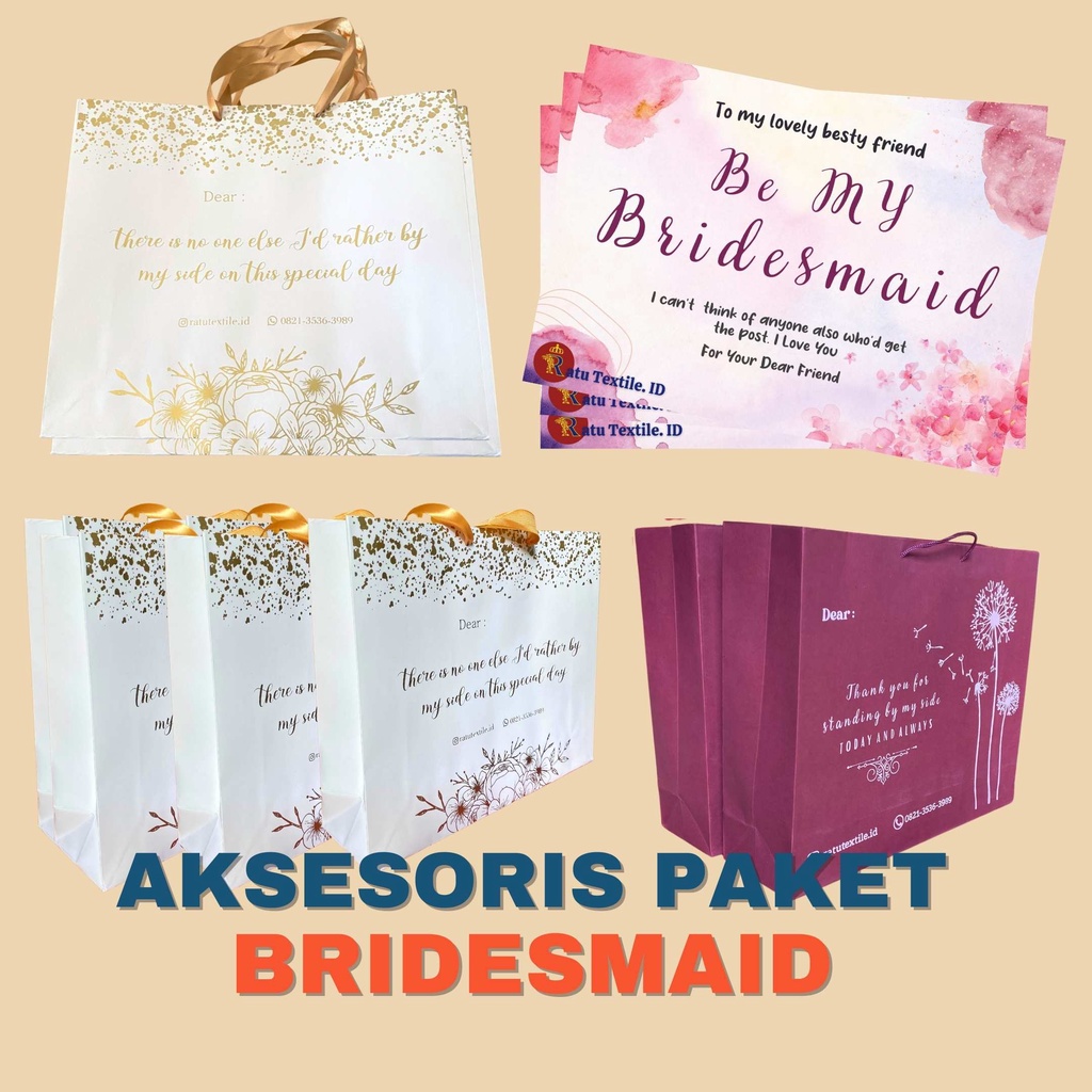 Aksesoris Paket Bridesmaid | Tas dan Kartu Ucapan