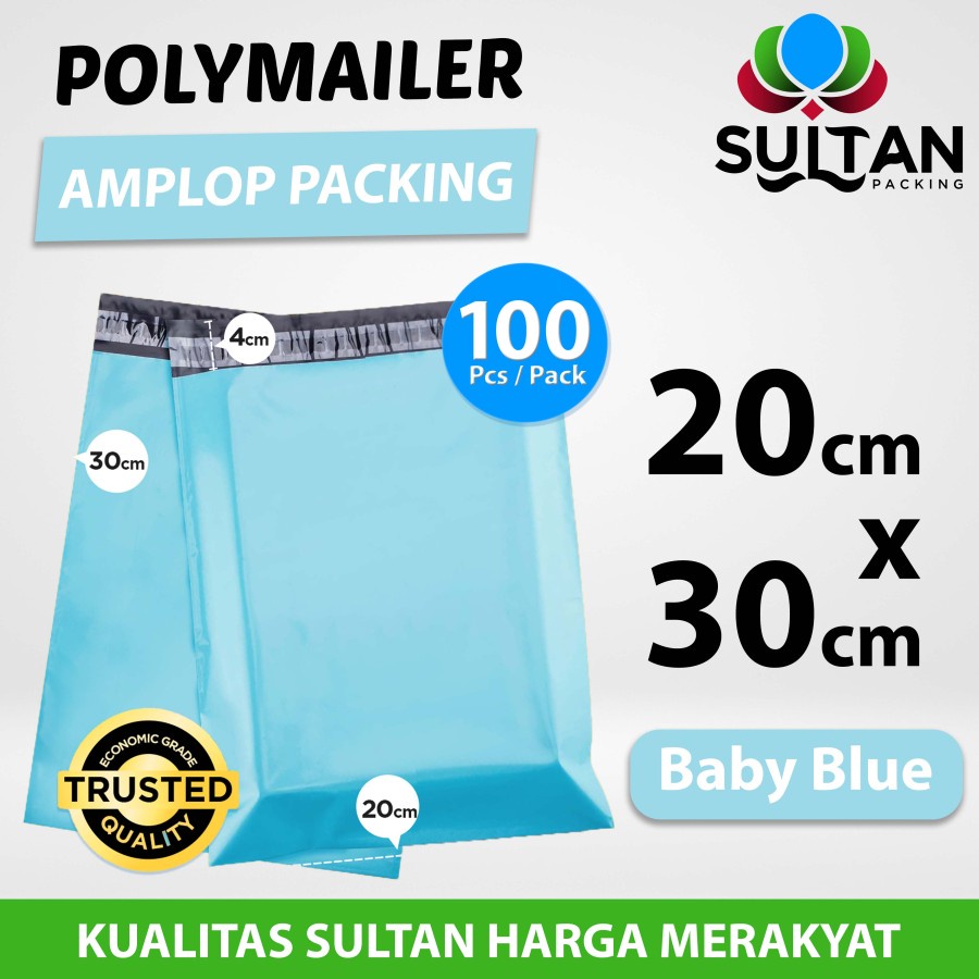 

Polymailer Pack Blue 20x30cm amplop Plastik Packing Olshop Ekonomis