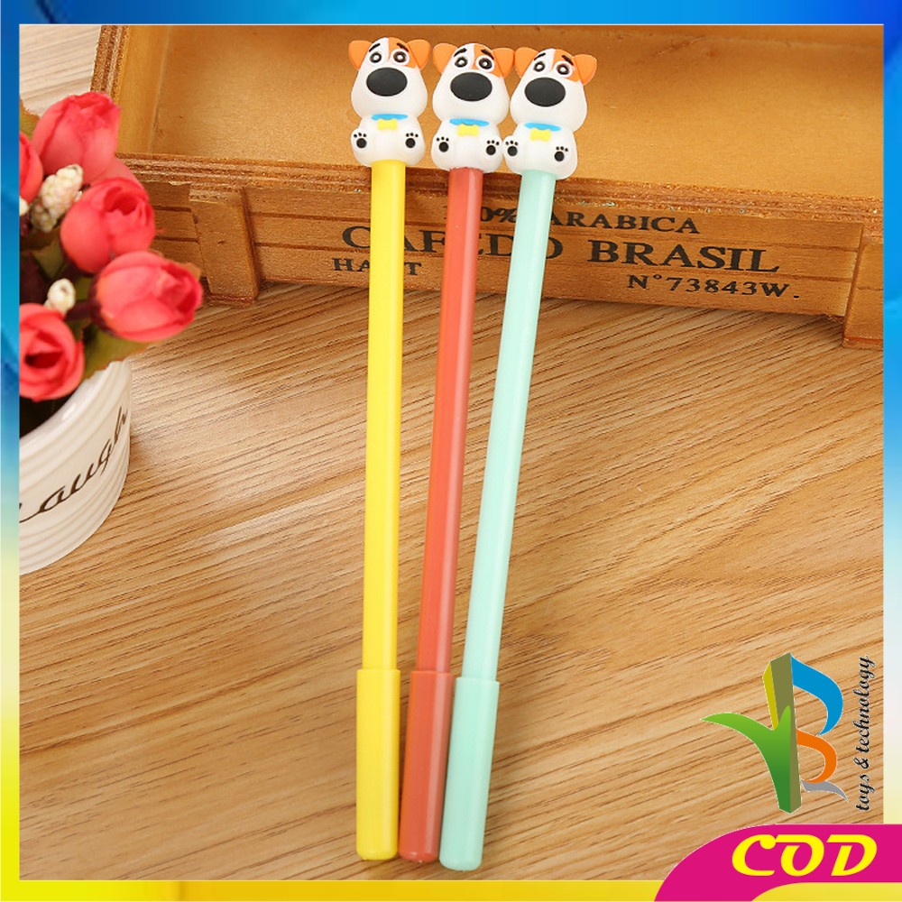 RB-A47 Pulpen Gel Karakter Puppy Lucu 0.5mm Motif Polos Korean Style / Alat Tulis Pena Cair Doggie Perlengkapan Sekolah Kantor Ballpoint Import