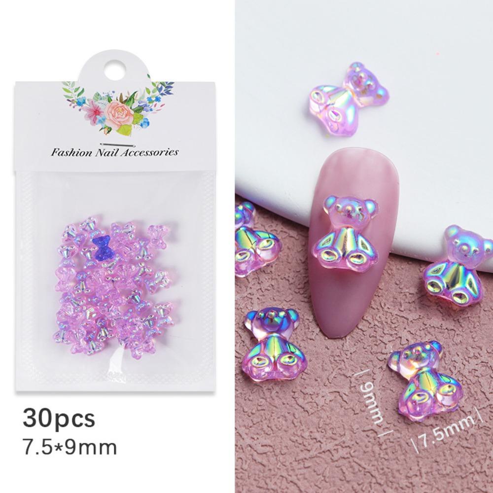 AUGUSTINA Agustina Beruang Dekorasi Kuku Wanita Fashion Resin Manikur Aksesoris Hiasan Kuku 3D Nail Jewelry
