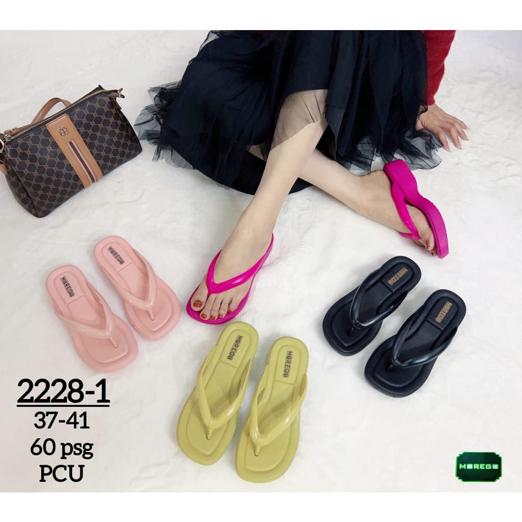 Sandal Jepit Hak Jelly Anti Slip Sandal Wanita Kekinian Korean Style Import Morego Pcu