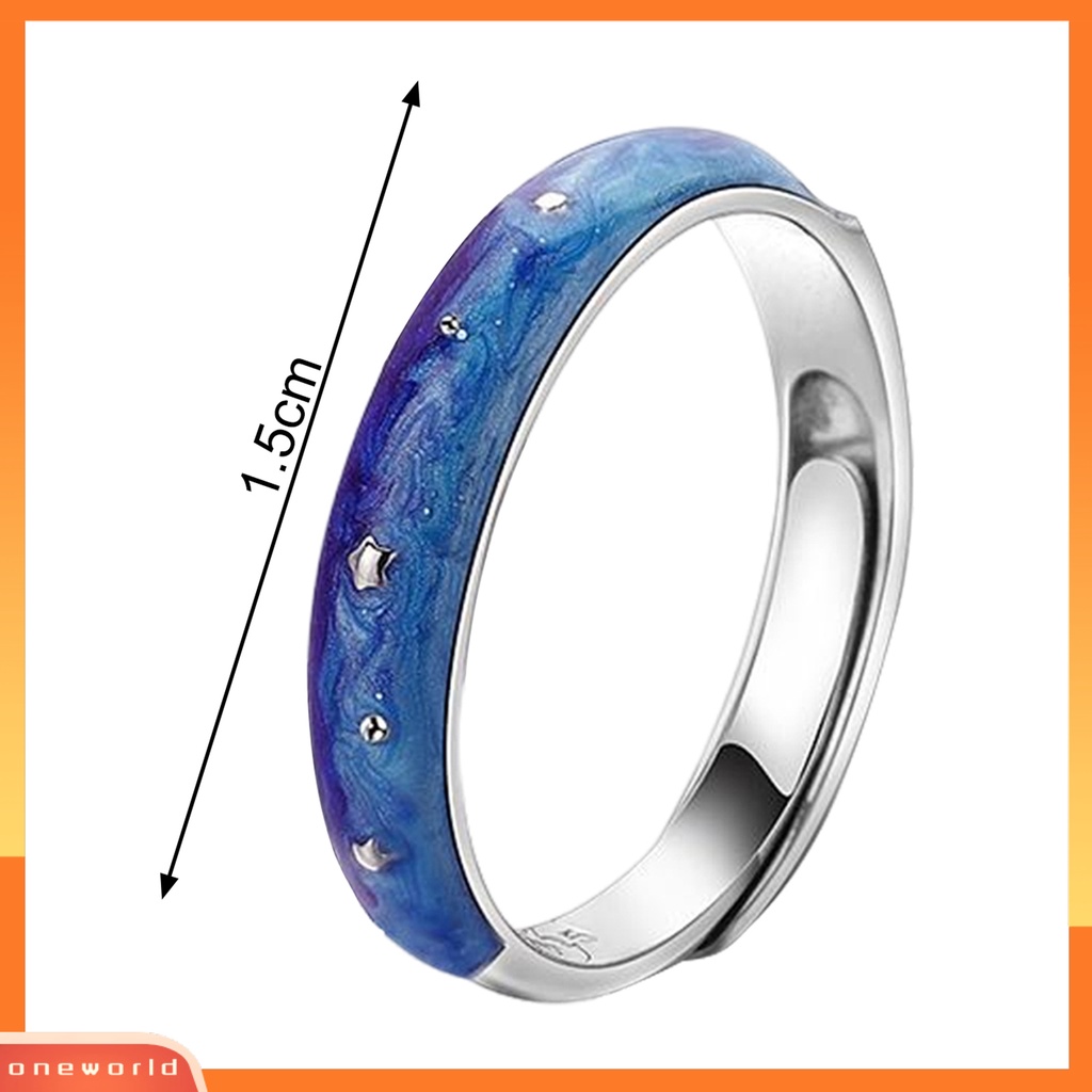 [WONE] Cincin Pasangan Pola Unik Anti Karat Tembaga Bintang Langit Bertema Open Band Engagement Ring Decor Hadiah Ulang Tahun