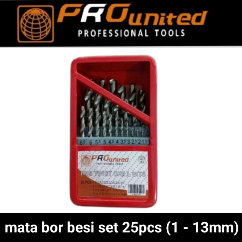 Mata bor besi / metal / Stainles set 25pcs (1mm-13mm) pro united high quality