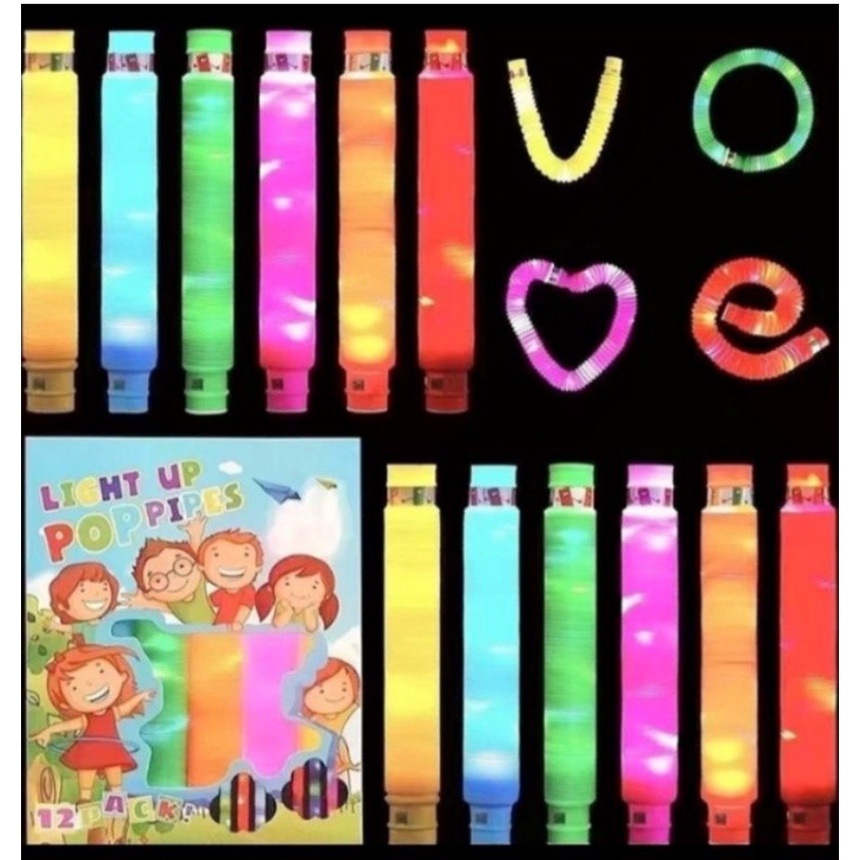 Cod new elektronik Mainan Viral Pop Pipes / Pop Tubes Light Up / Pipa Led