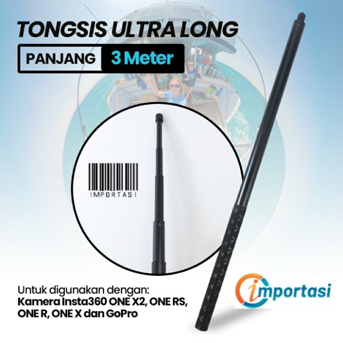 Invisible Stick 3M Tongsis Monopod INSTA360 X3 ONE X2 RS 360 GOPRO MAX 11 10 9 8 7 6 5