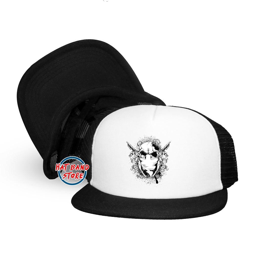 Topi Trucker Osiris | Skull Red | Skull Hat | Topi Snapback Animasi