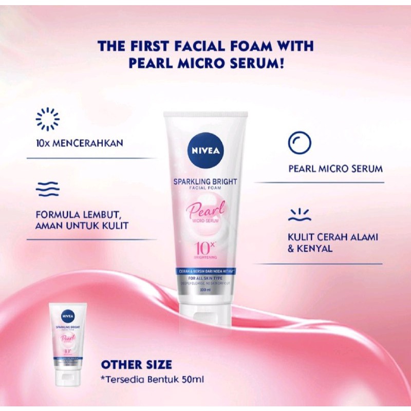 NIVEA SPARKLING WHITE FOAM - SABUN MUKA NIVEA - FACIAL WASH NIVEA