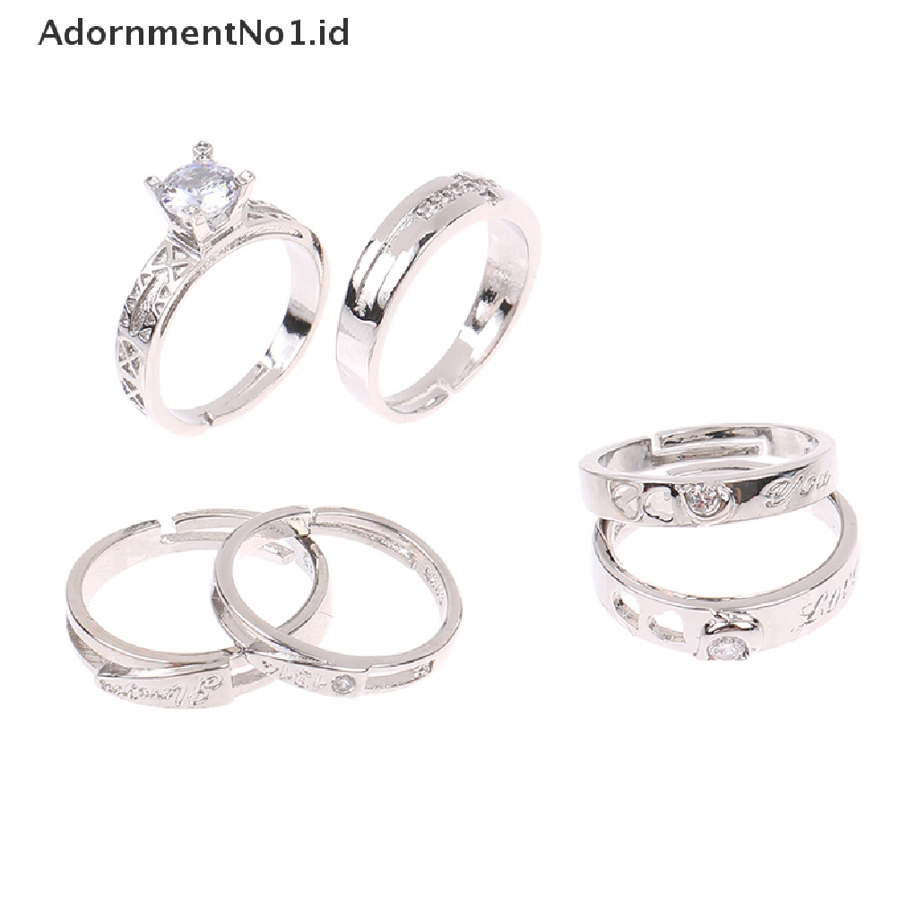 [AdornmentNo1] 1pasang Cincin Couple Pria Wanita Pecinta Pernikahan Cincin Zirkon Romantis Valene Day Now Ring Open Ring Perhiasan Hadiah [ID]