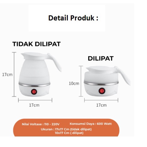 Kettle Electric Portable Silikon YS-2008 Teko Lipat Silikon Elektrik Listrik Portable