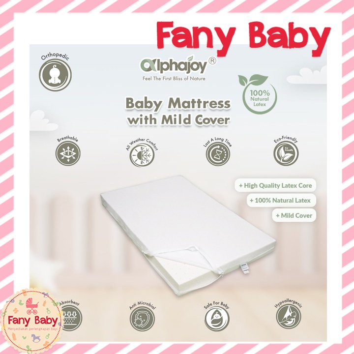 ALPHAJOY CRIB MATTRESS 100% NATURAL LATEX (120X70X6CM) WITH MILD COVER