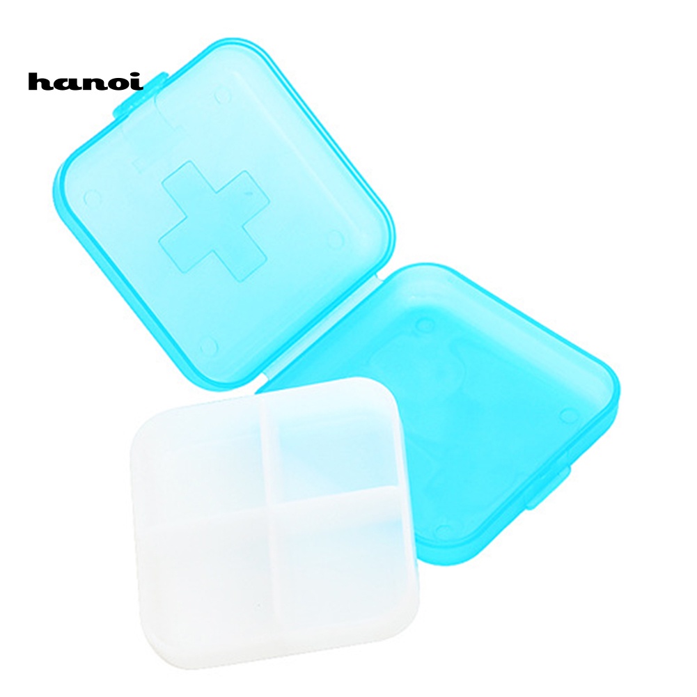 Han _ Kotak Penyimpanan Pil 4kisi Portable Travel Case Container Mini Medicine Organizer