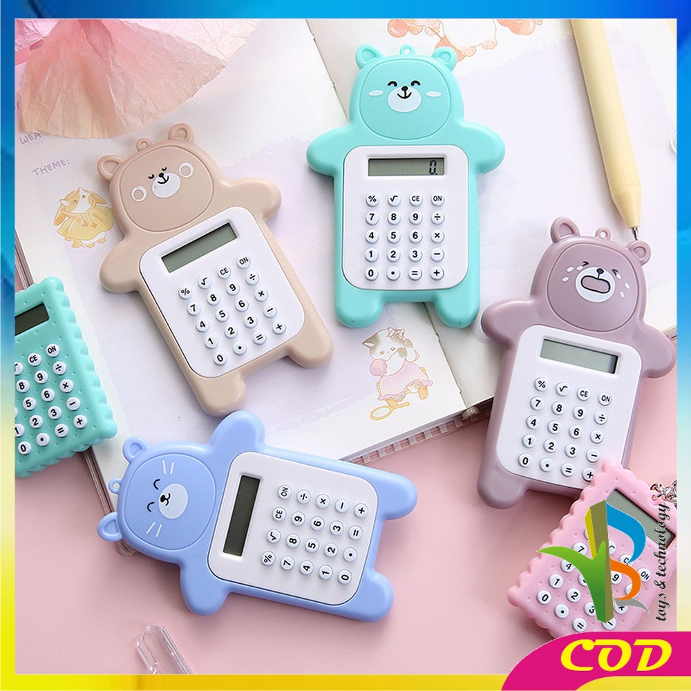 RB-C325 Kalkulator Mini Motif Beruang 8 Digit Tombol Karet Sekolah Stationary/ Bear Calculator Travel Mini Portable Desain Kartun Beruang