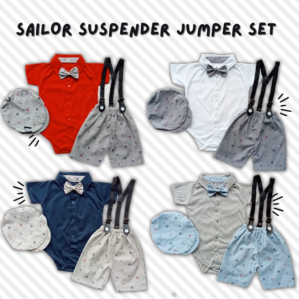 GROSIR SAILOR JUMPER suspender set(HANYA 3 WARNA - ABU-MERAH-PUTIH)