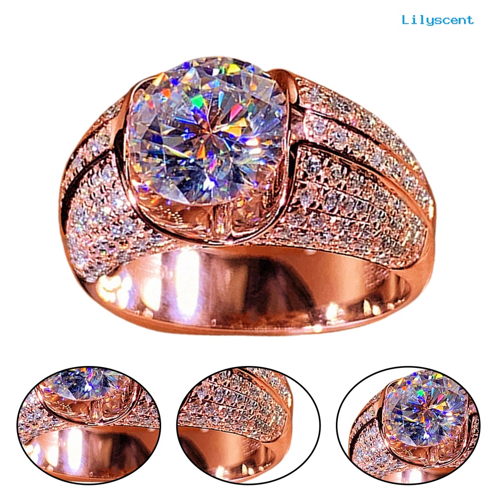 [LS] Cincin Wanita Temperamen Sederhana Alloy Cubic Zirconia Tertanam Hadiah Ideal Cincin Jari Untuk Pesta