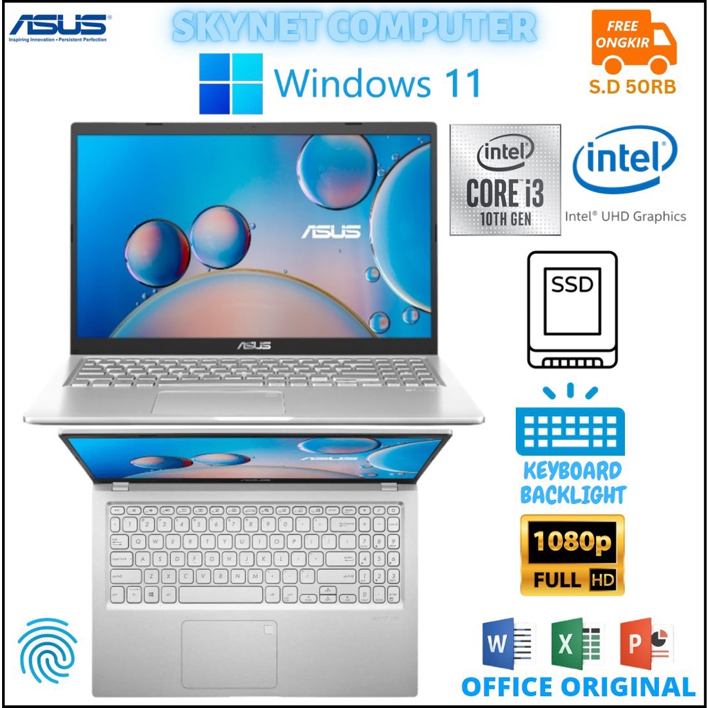 ASUS VIVOBOOK A516JAO INTEL CORE i3 1005G1 RAM8GB SSD512GB FHD IPS WINDOWS 11 + OHS ORIGINAL