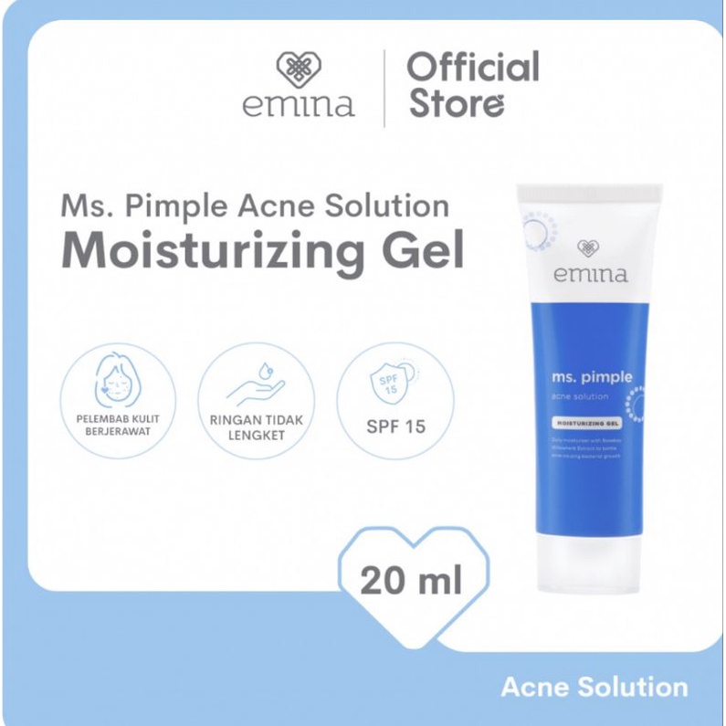 {READY}EMINA MS PIMPLE ACNE SOLUTION/ FASH WASH 50ML/MOIST GEL 20ML