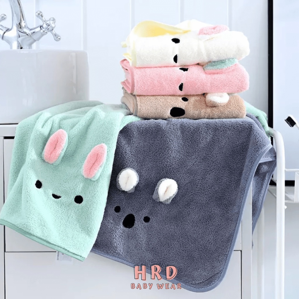 Handuk Bayi Baru Lahir Lembut Super Soft Tebal Dan Halus Handuk Karakter Handuk Kuping Lucu Ukuran 50 x 100Cm Unisex Meyriana Collection