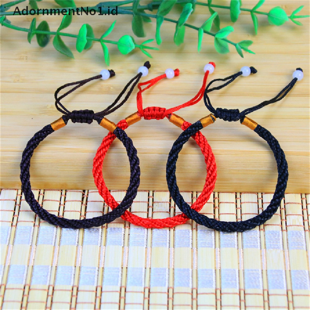 [AdornmentNo1] Wanita Beruntung Buatan Tangan Dikepang Pasangan Braclet Adjustable Lucky Red String Bracelet [ID]