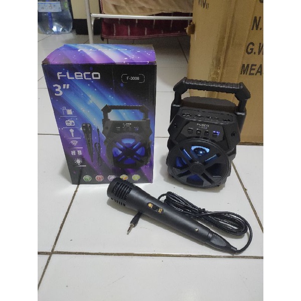 Speaker Bluetooth FLECO X-BASS F-3008 Plus Mic Kabel Karaoke Radio FM TF CARD USB BT AUX/Salon Aktif/Musik Box Bluetooth Full Bass