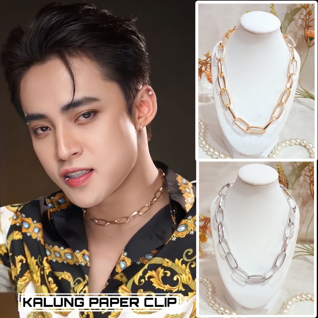 Kalung Rantai Chain Korea Paper Klip Pria Wanita (HARGA PROMO) A608